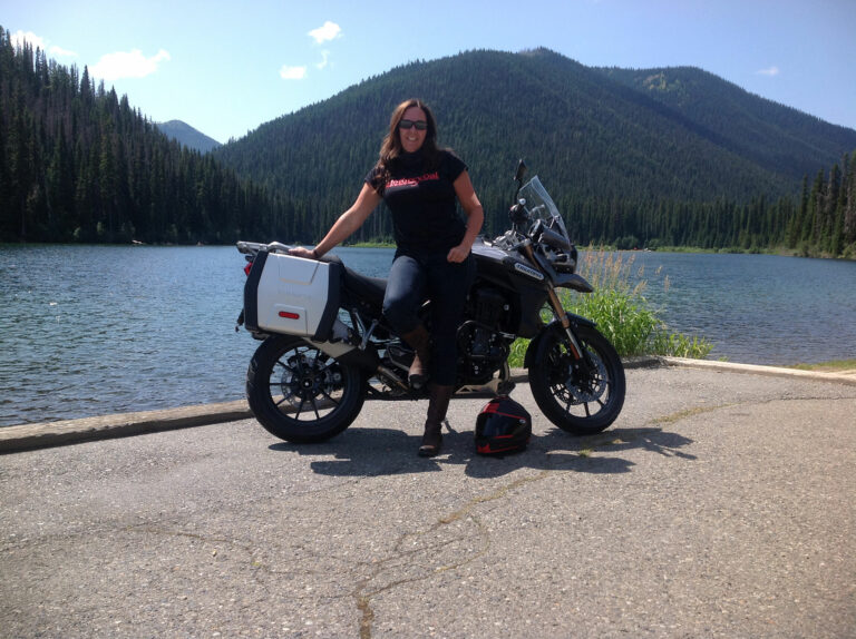 2012 Triumph Explorer on the shore of Lightning Lake