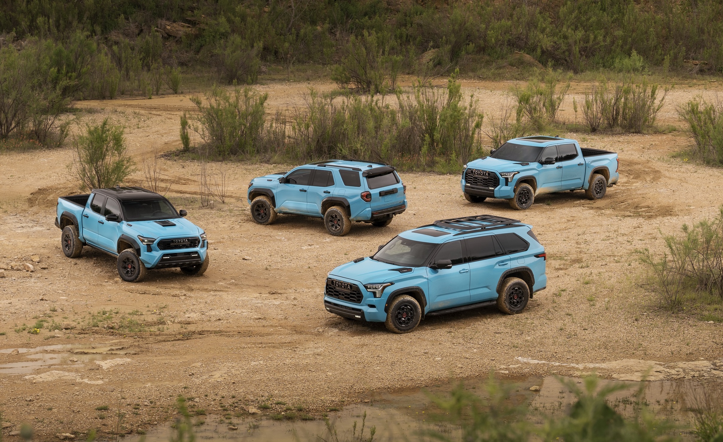Toyota TRD Pro models parked off road