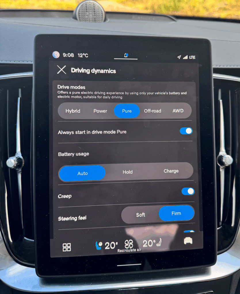 2025 Volvo XC90 Plug-In Hybrid Review 9 driving modes
