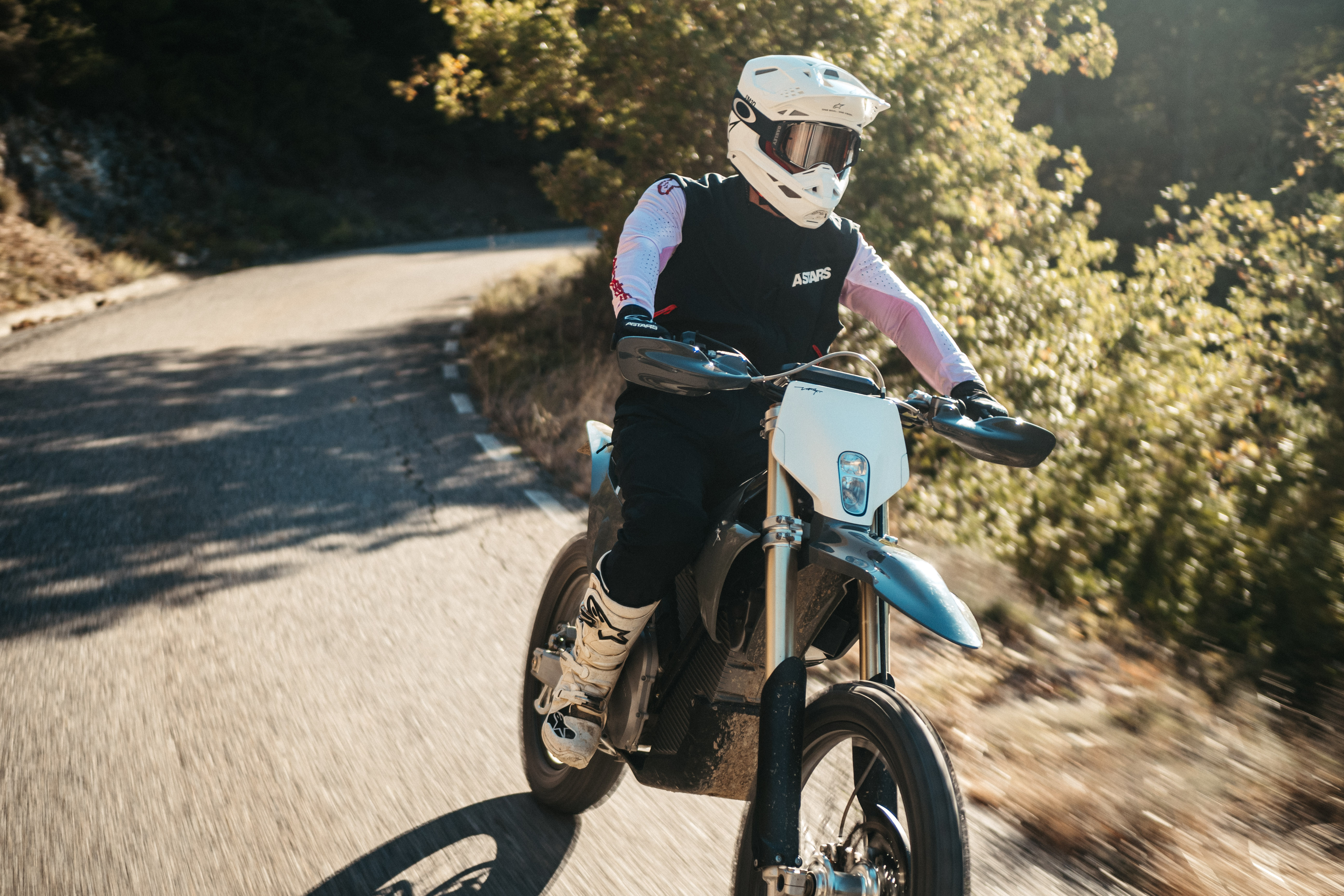 A Stark Varg EX rider on the street